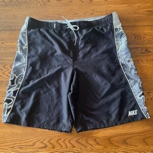 Nike Black and Gray Board Shorts Swim Trunks Athletic Swimwear Men’s Size Large